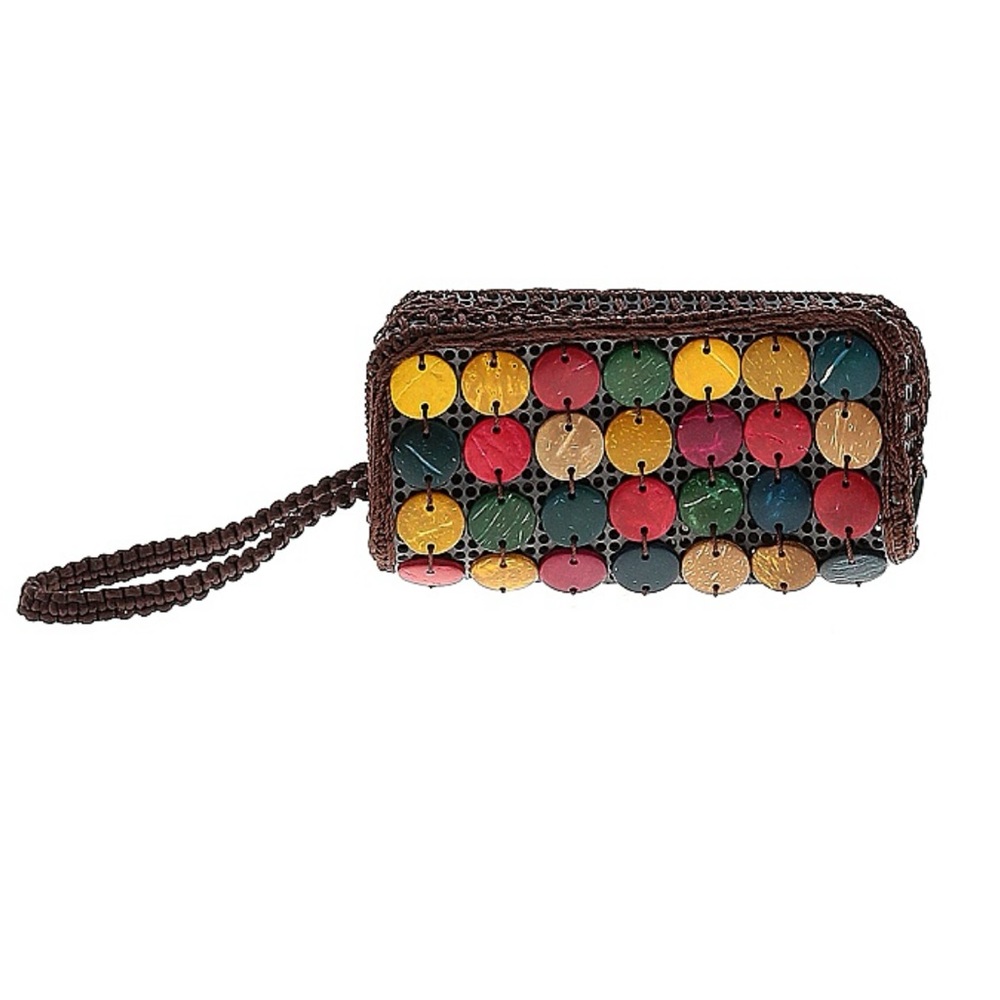 Brown Multi Colored Coconut Shell Handmade Beaded Wristlet